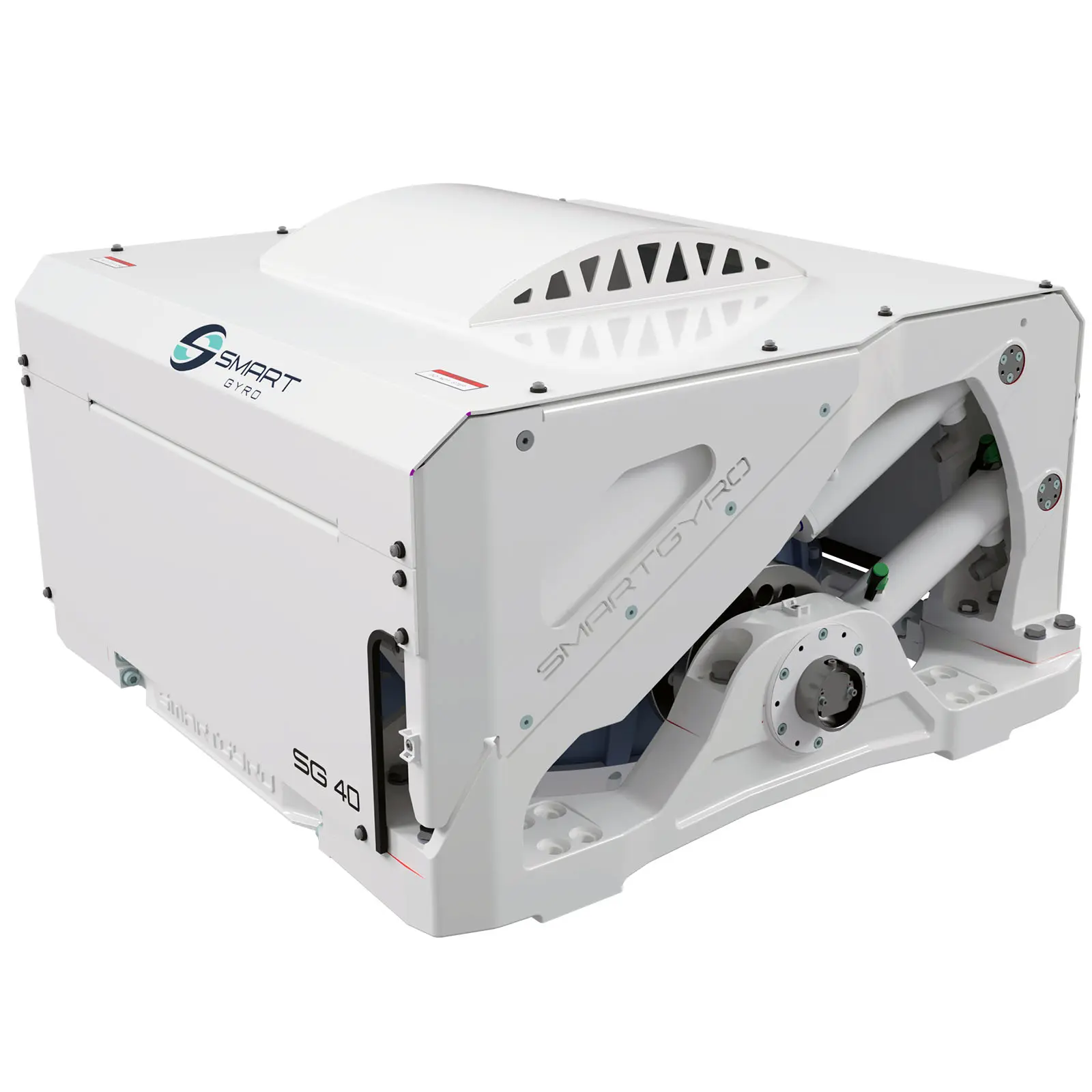 105AS402_a A white mechanical device with vents and labeled components sits against a plain background.