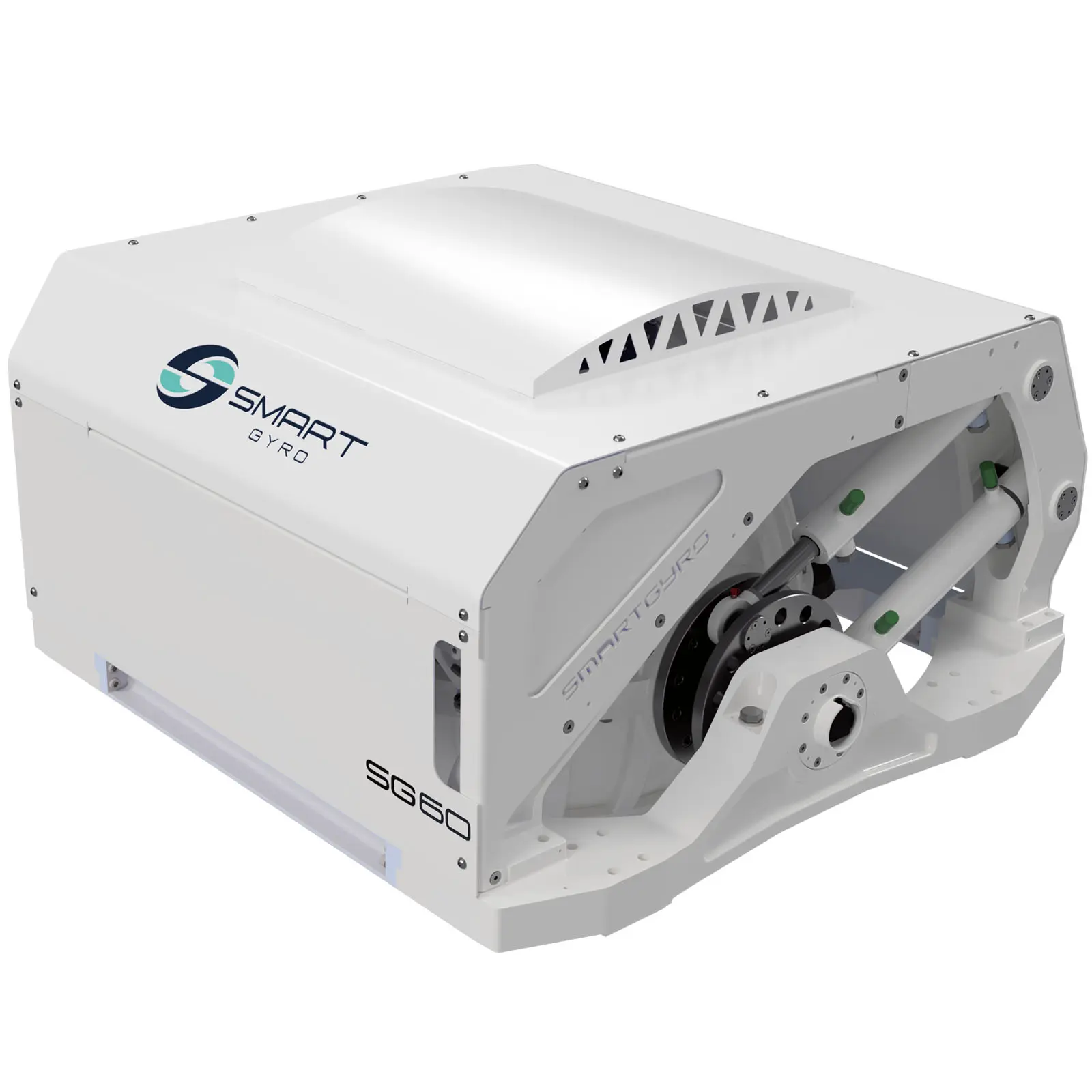 106AS402_a A white mechanical device with "SMART GYRO" and "SG60" markings on it.