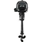 A black outboard motor with 2.5 horsepower rating and propeller at bottom.
