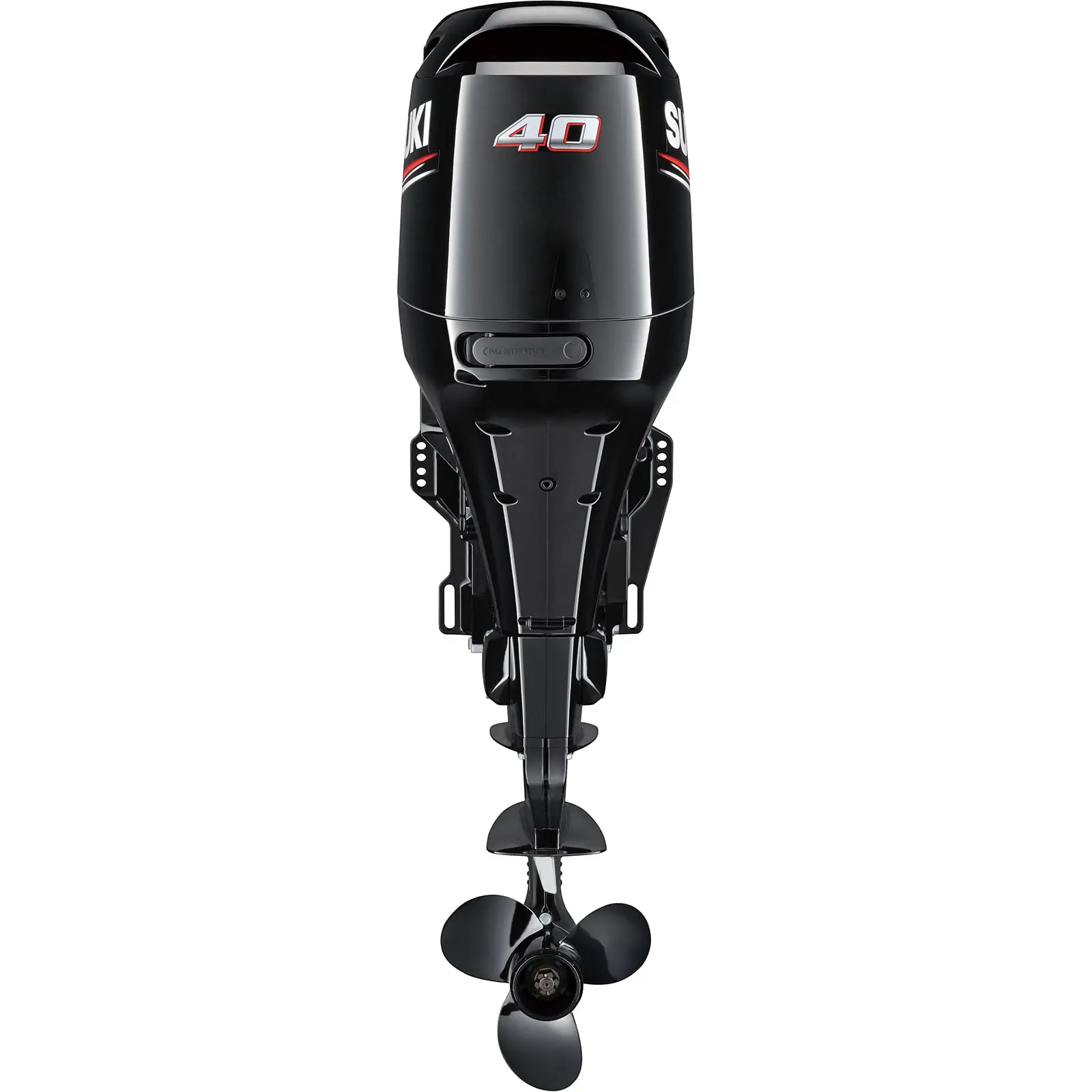 A black outboard motor with propeller and number 40 on top.