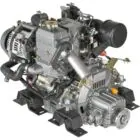A Yanmar diesel engine with various components and wiring.